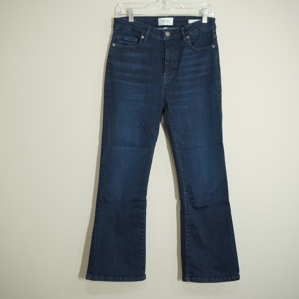 FRAME Size 28 Le Crop Mini Boot Jeans Blue Excellent Dark Wash Denim